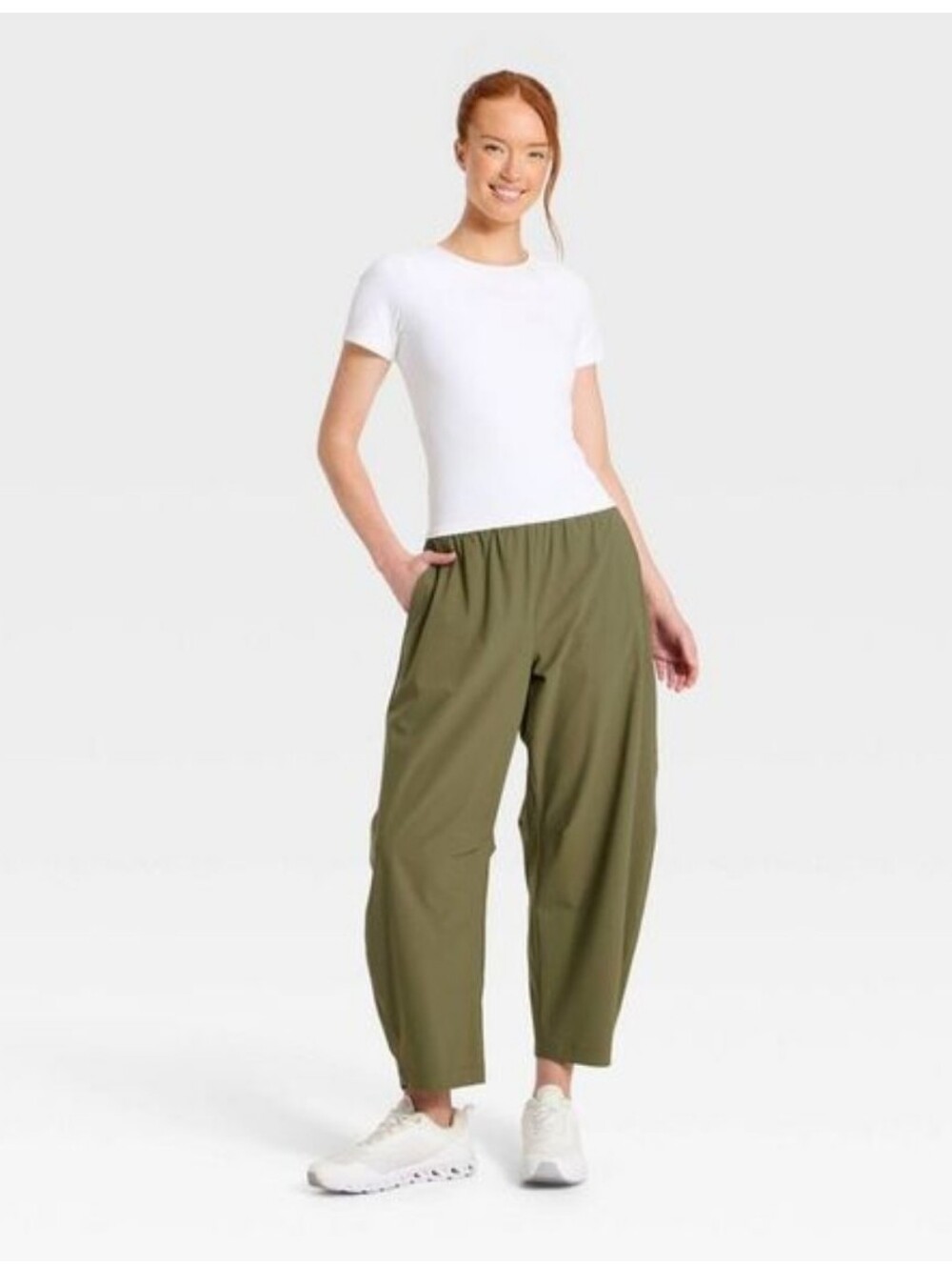 NWT! All In Motion, Women's High-Rise Woven Barrel Leg Pants, Green, Size Small